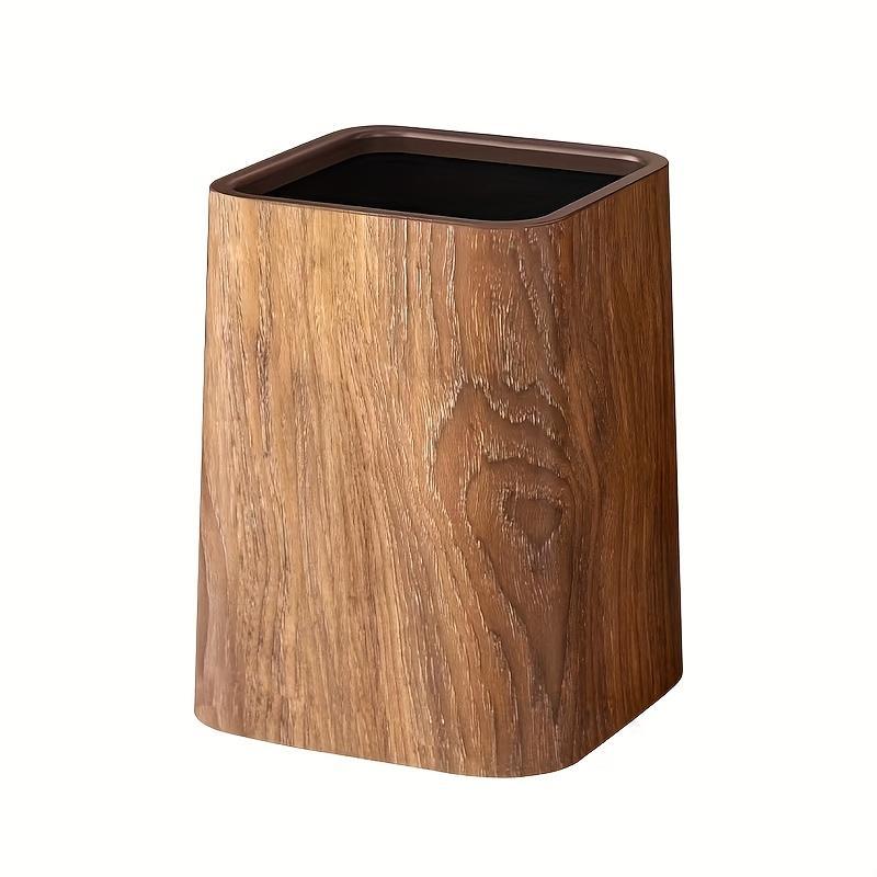 Wood Grain Trash Can