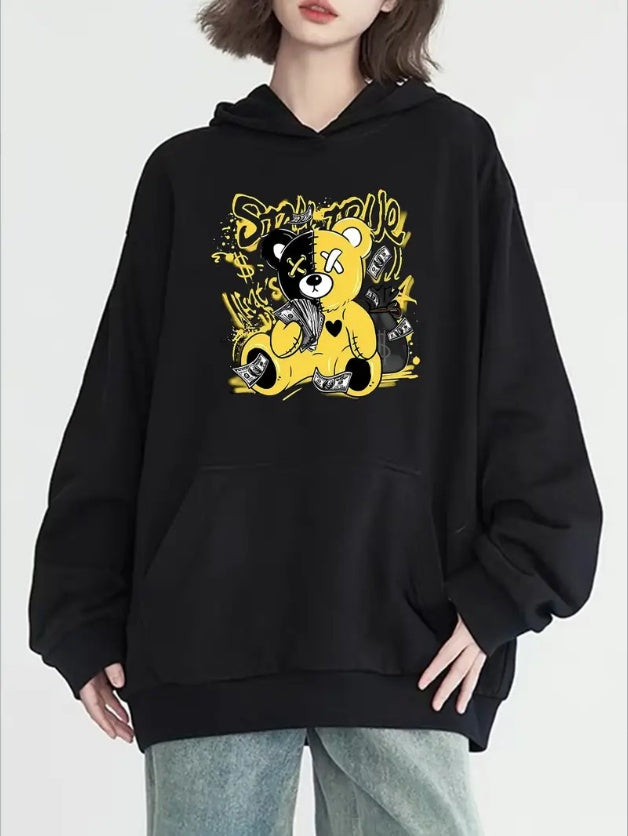 Women's Fashion Bear Print Hoodie
