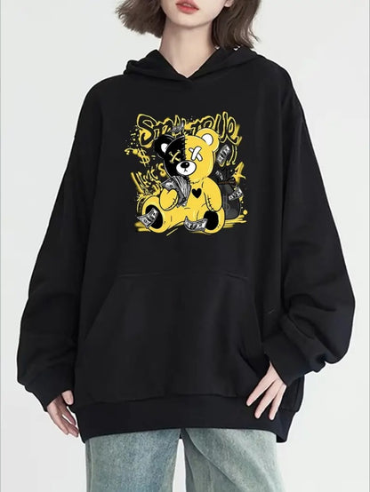 Women's Fashion Bear Print Hoodie