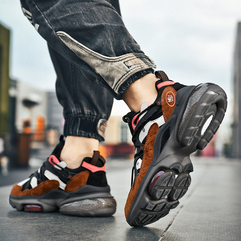Men’s Leather Chunky Sneakers – Thick Sole Casual Shoes