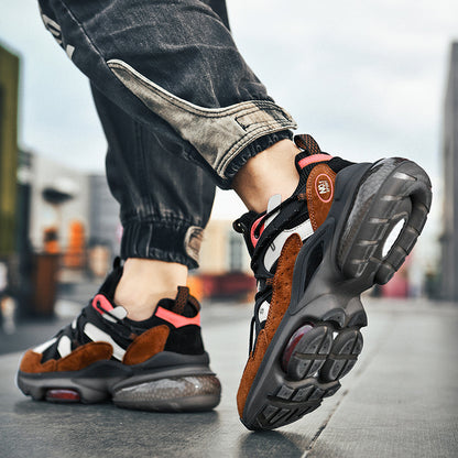 Men’s Leather Chunky Sneakers – Thick Sole Casual Shoes