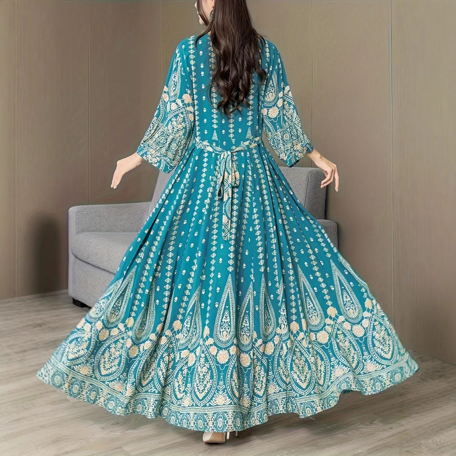 Bohemian Style Dress Ethnic Style Embroidered Large Swing Skirt