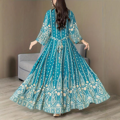 Bohemian Style Dress Ethnic Style Embroidered Large Swing Skirt