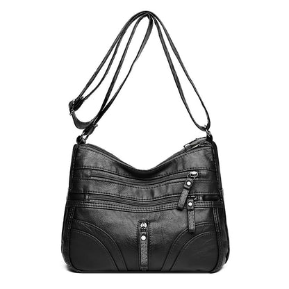 Women’s Soft Leather Shoulder Bag – Large Capacity Messenger Purse