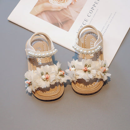 Girls’ Sweet Flower Sandals – Soft Versatile Toddler Shoes