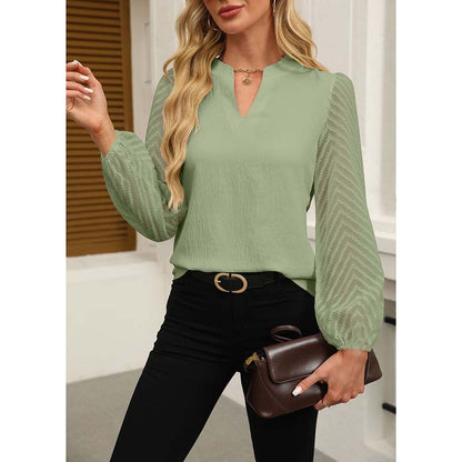 Women's Casual Lace Long Sleeve Chiffon Shirts