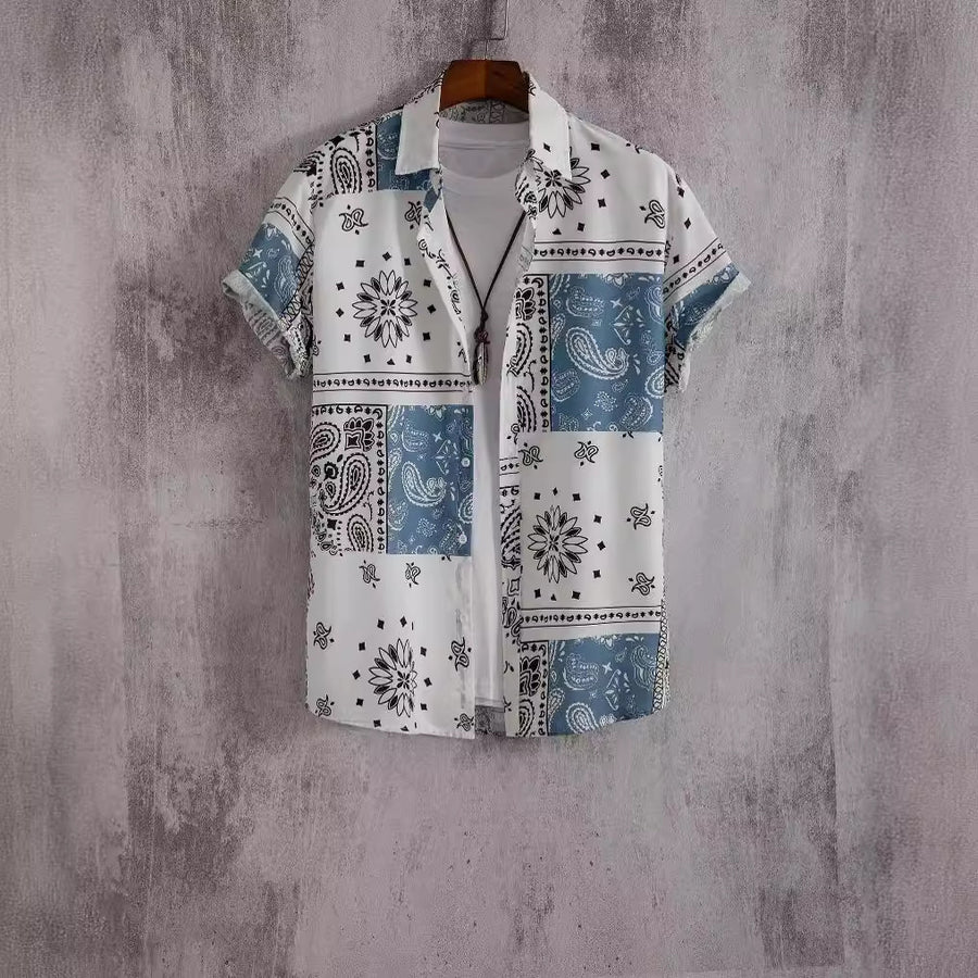 Fashion Men's Art Printed Short Sleeve Shirt