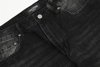 Contrast Color Denim Straight-leg Trousers Men