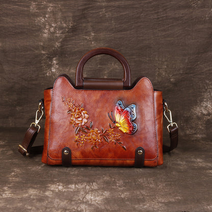 Embossed Leather Handbag – Single Shoulder Crossbody Bag