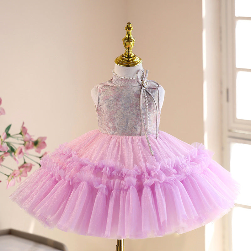 Girls’ Princess Dress – Elegant Tulle Tutu Outfit for Piano Performance
