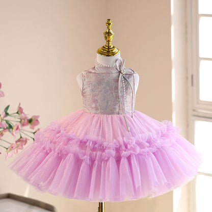 Girls’ Princess Dress – Elegant Tulle Tutu Outfit for Piano Performance