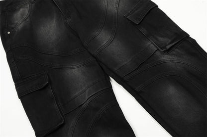 Inkjet Straight-leg Denim Overalls Men