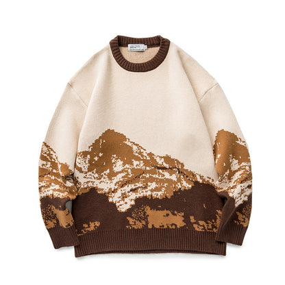Snow Mountain Gradient Sweater For Men