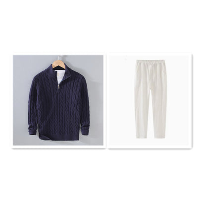 Loose Zip Pullover Knitting Sweater Coat For Men