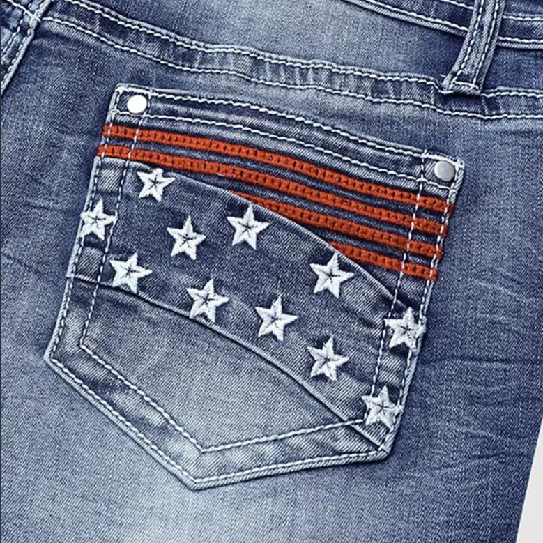 Women's High-Waist Strappy Back Flare Jeans