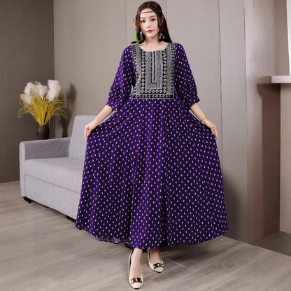Ethnic Embroidery Large Swing Bohemian Style Dress