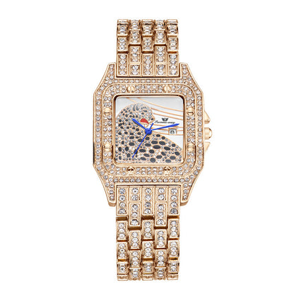Women’s Square Leopard Crystal Quartz Watch