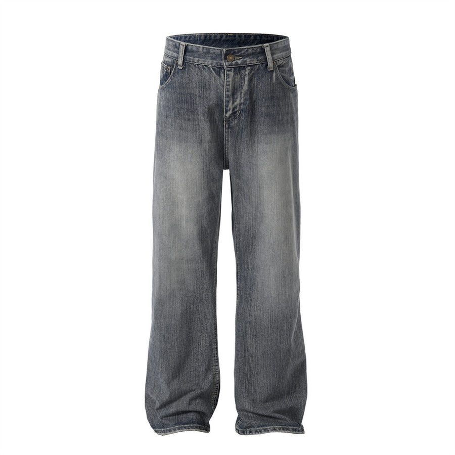Distressed Washed Denim Trousers For Men
