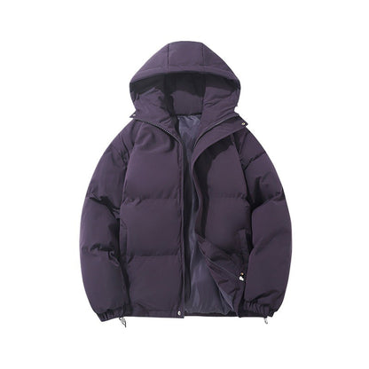 Zipper Solid Color Hooded Padded Jacket