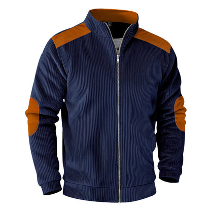 Retro Stand Collar Zipper Cardigan Casual Jacket For Men