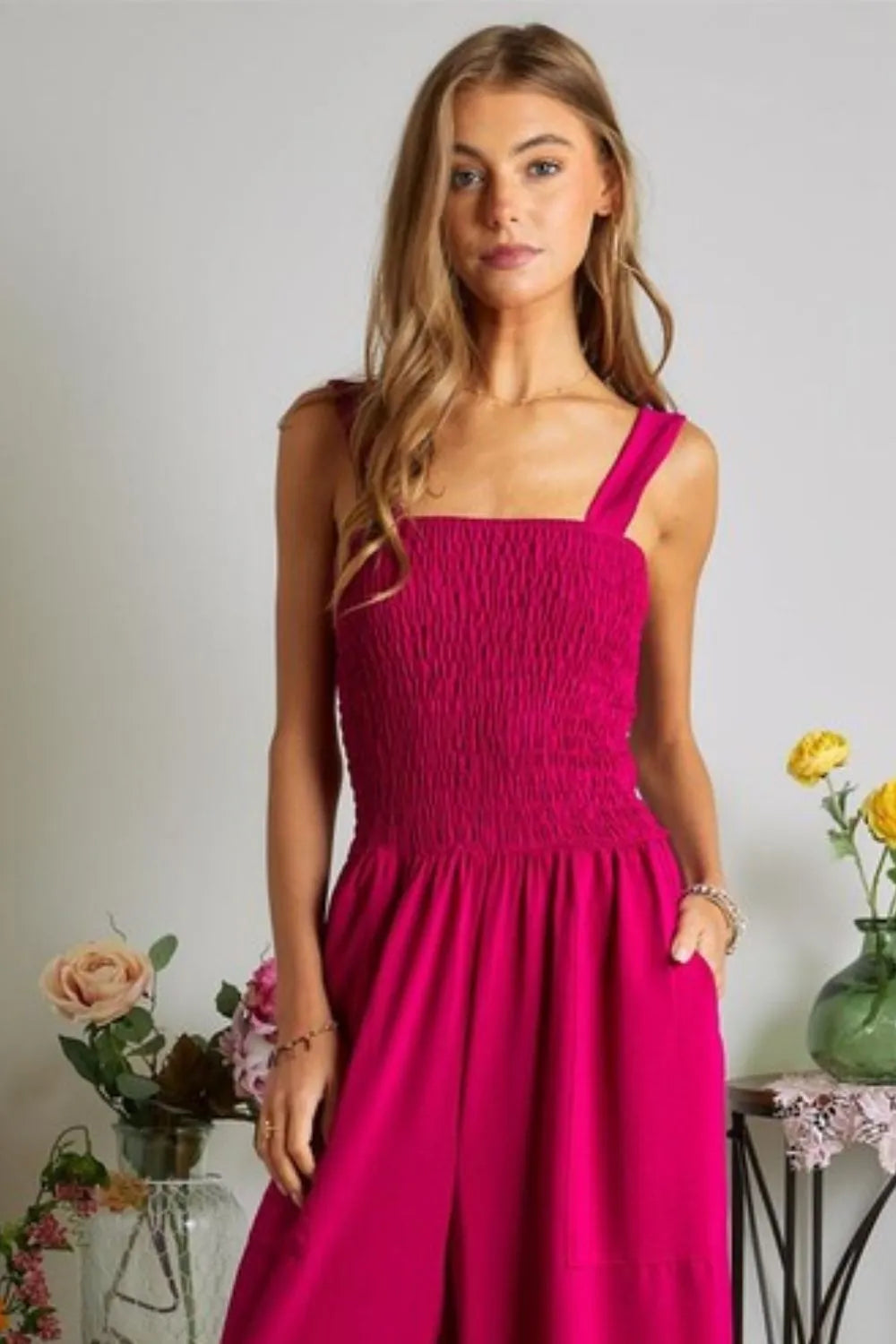 ADORA Smocking Top Wide Leg Jumpsuit