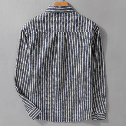 Spring Men's Collar Shirt Jacket  Personalized Striped