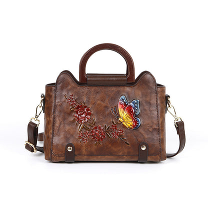 Embossed Leather Handbag – Single Shoulder Crossbody Bag