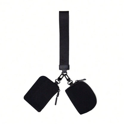 Women’s Keychain Wristlet Wallet – Mini Zip Dual Pouch Purse