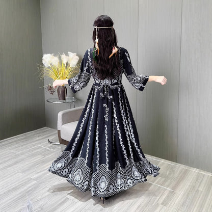 Ethnic Style Embroidered Large Swing Bohemian Style Dress Women