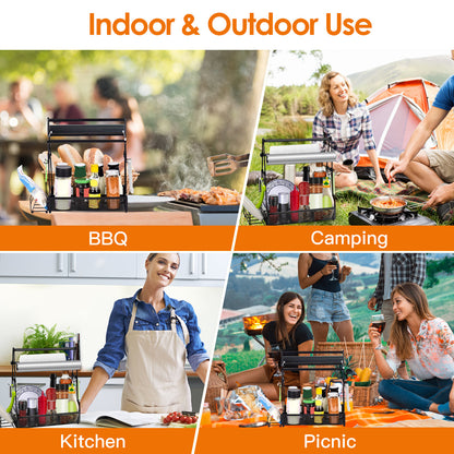 Metal Grill Caddy With Paper Towel Holders Utensil Holder