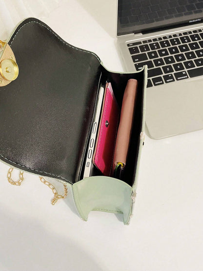 Fashionable Small Square Bag – Pearl Handle Shoulder & Crossbody