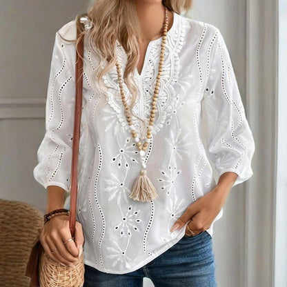 Elegant Women's V-Neck Long Sleeve Blouse
