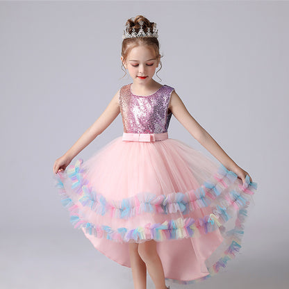 Girls’ Lace Flower Girl Dress – Elegant Catwalk Performance Costume