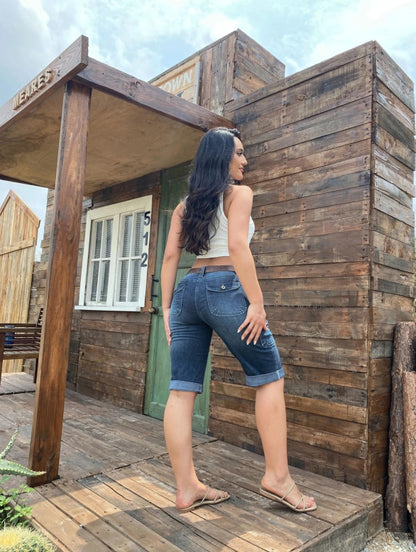 Women's Mid-Rise Cargo Bermuda Shorts