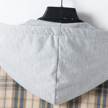 Men's Casual Plaid Long Sleeve Hooded Shirt