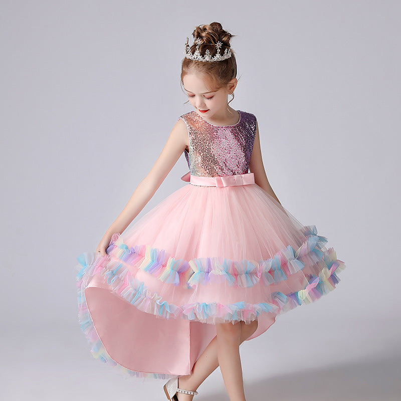 Girls’ Lace Flower Girl Dress – Elegant Catwalk Performance Costume