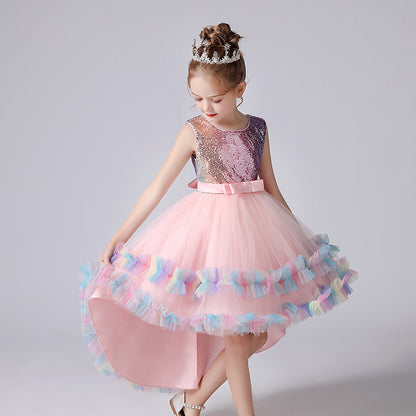 Girls’ Lace Flower Girl Dress – Elegant Catwalk Performance Costume