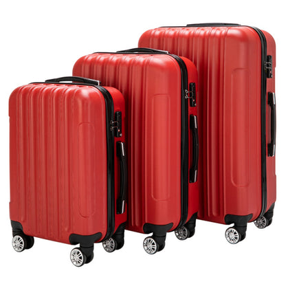 3-Piece Vertical Pattern Spinner Luggage Set with Handle & Universal Wheels-Piece Vertical Pattern Spinner Luggage Set with Handle & Universal Wheels