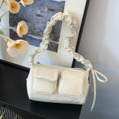 Women’s Pleated Tote Bag – Korean Niche Style Large Capacity Multi-Pocket Purse