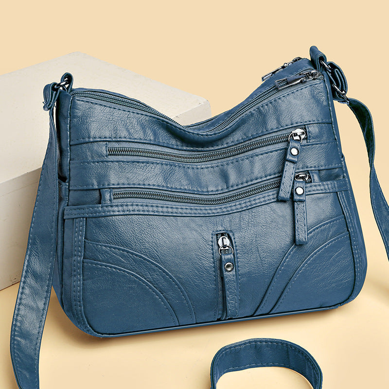 Women’s Soft Leather Shoulder Bag – Large Capacity Messenger Purse