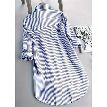 Women Oversized Button Down Striped Shirts