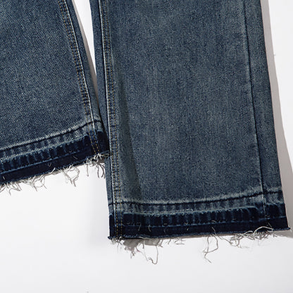 Washing Hole Denim Straight-leg Pants Men