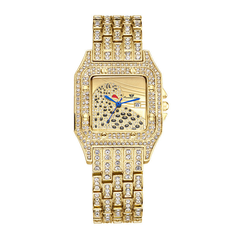 Women’s Square Leopard Crystal Quartz Watch