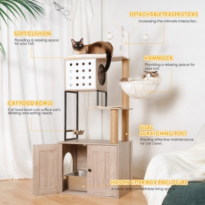 Cat Tree With Litter Box Enclosure