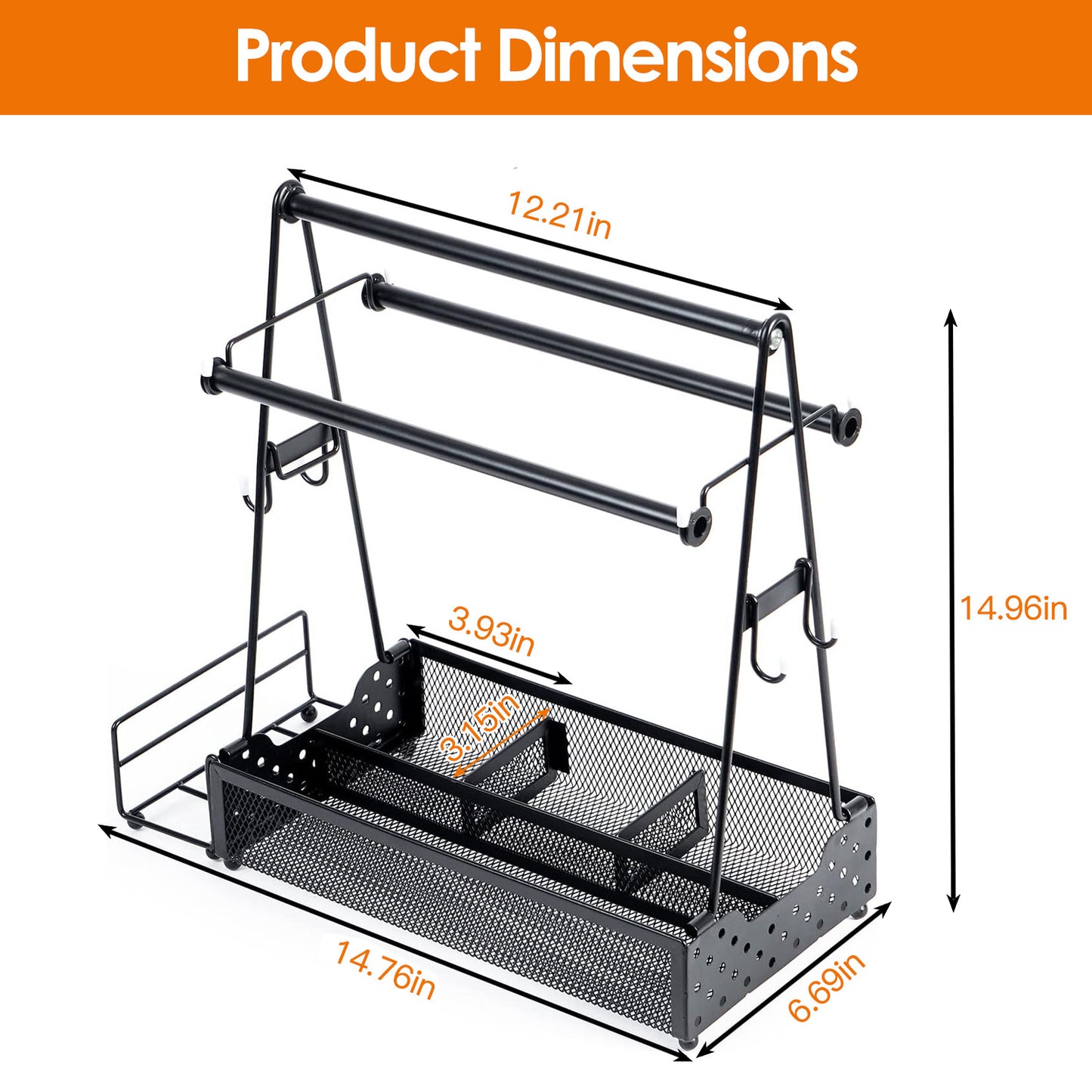 Metal Grill Caddy With Paper Towel Holders Utensil Holder