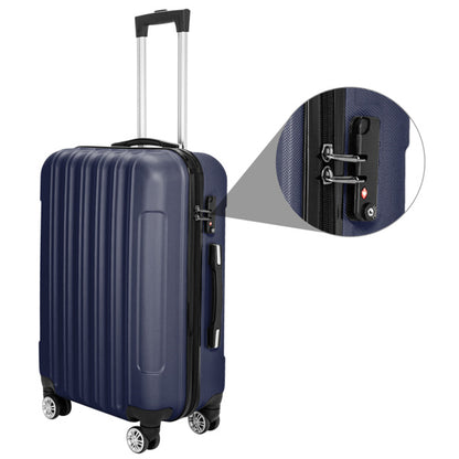 20/24/28 Inch Navy Blue 3-in-1 ABS Aluminum Alloy Spinner Trolley Luggage Set with Handle