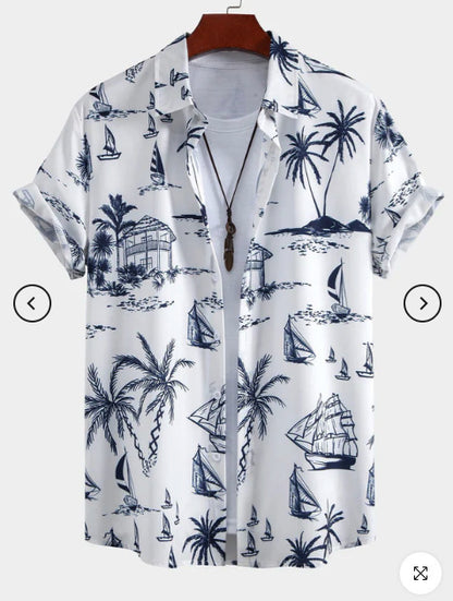 Fashion Men's Art Printed Short Sleeve Shirt