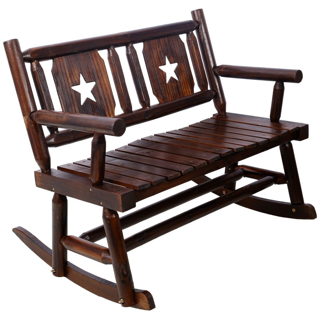 Outdoor Solid Wood Rocking Chair Bench