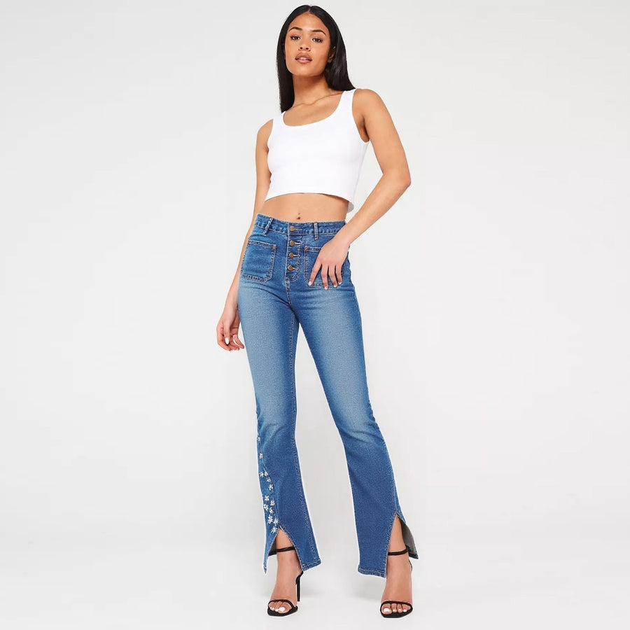 Women's High-Waist Star Patch Jeans