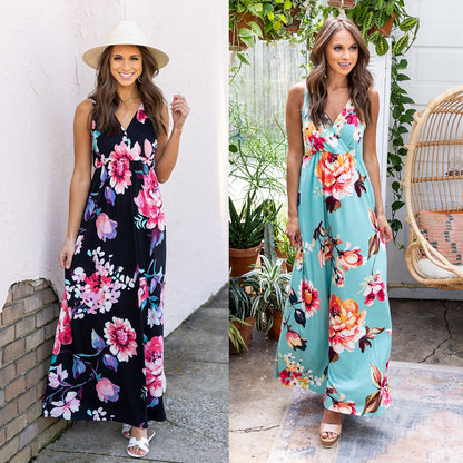 V-neck Sexy Low-cut Print Dress